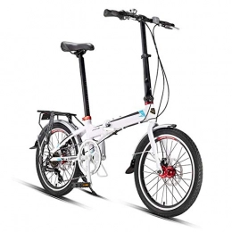 YANGMAN-L Plegables YANGMAN-L Bicicleta Plegable para Adultos, Ruedas de 20 Pulgadas con portaequipajes Trasero y Guardabarros Delantero y Trasero Bicicleta de Ciudad Plegable de Aluminio de 7 velocidades fácil, Blanco