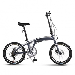 YEARLY Plegables YEARLY Adultos Bicicleta Plegable, Bicicleta Plegable Estudiante Aleación de Aluminio Shimano Velocidad 7 Frenos de Disco Doble Hombres y Mujeres Bicicleta Plegable-Gris 20inch