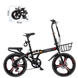 ZEIYUQI Plegables ZEIYUQI 20 Pulgadas Bicicletas Plegable Mini Amortiguación Adulto Unisex Adecuado para Montar al Aire Libre, Negro, A