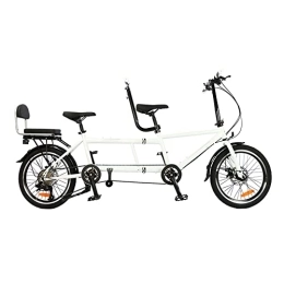 Generic Tándem Bicicleta tándem para Ciclismo, Bicicleta tándem clásica para Adultos en la Playa, Bicicleta Plegable tándem Urbana con Ruedas de 20 Pulgadas, Tres plazas, 7 velocidades Ajustables, Carga máxima