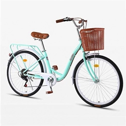 QSCFT Bike 26 Inch Women's Cruiser Bike, 7 Speed Classic Bicycle Retro Bicycle Beach Cruiser Bicycle Retro Bicycle (Women's Bike, Lady)(Color:Blue)