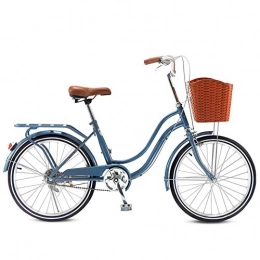 WOF Bike 26" Wheel Heritage Traditional Classic Ladies Lifestyle Bike & Basket 19" Frame Dutch Style Mens Women City Bicycle, Lightweight Adult City Bicycle (Color : Blue)