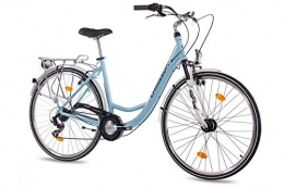 CHRISSON Bike CHRISSON '28inch Luxury Alloy City Bike Women's Bicycle Relaxia 1.0with 6Gears Shimano Light Blue