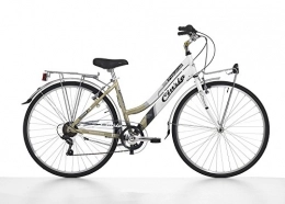 Cicli Cinzia Comfort Bike Cicli Cinzia Women's Bike Promendade Aluminium 28 Inch Shimano Revo Shift RS-35 6 Gears Grey Gold White