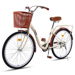 Dbtxwd Bike Dbtxwd Women's Retro Bicycle, 26 Inch Lady's Step Through Urban Bike 7 Speed, with Basket Mens Women City Bicycle