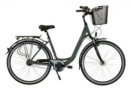 Hawk Comfort Bike HAWK City Wave Deluxe Plus (Incl. Basket) (Grey, 28 Inches) 7G