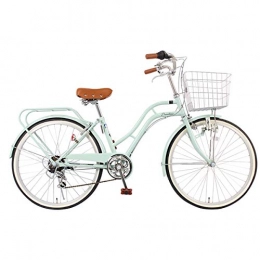 HBNW Comfort Bike HBNW Women's Bicycle 6 Speed Classic City Bike with Car Basket Commuter Retro Ladies Adult Bike, 24 Inch Dutch Style Lightweight Bike