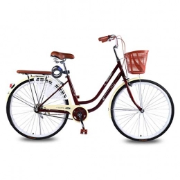 KVIONE Bike KVIONE R6 Retro bicycle ladies comfort cruiser bike with basket, classic city bike with 27 Inches wheels, dutch style lightweight bike.