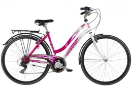 Lombardo Bike Lombardo Women's 700C Siena 100 6-speed Trekking Cycle, White / Fuschia, 19 Inch