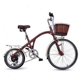 MC.PIG Bike MC.PIG 24 Inch Comfort Bikes Urban Commuter Bike-City Lady Princess Retro Bicycle Large and Small Wheel Variable Speed 24 Inch Bicycle Women'S Fishing Bike City Bike (Color : Brown)