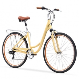 sixthreezero Comfort Bike sixthreezero Body Ease Women's 7-Speed Comfort Bike with Rear Rack, 26" Wheels / 17" Frame, Cream, 17" / One Size