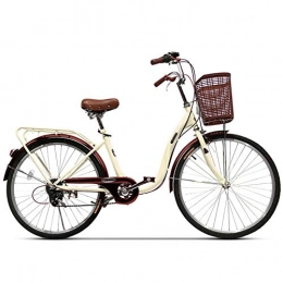 Ti-Fa Bike Ti-Fa 24" Women's bicycle Aluminum Cruiser Bike 6 speed shift V brakes city light commuter retro ladies adult with car basket