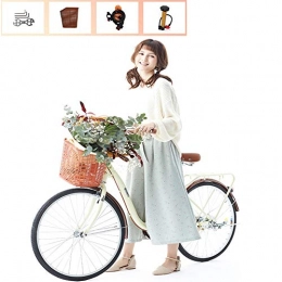 Ti-Fa Bike Ti-Fa Ladies and Girls bicycle Aluminum Cruiser Bike 26" 6 speed shift V brakes city light commuter retro with basket, Inflator, installation tool