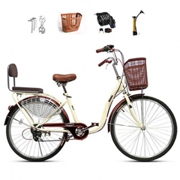 Ti-Fa Bike Ti-Fa Retro 24" Ladies Cruiser Bike with Basket Adult City Bike Medium Aluminum Step-Over Frames, 6-Speed Drivetrains, Outdoor urban road bikes