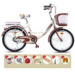 XIAOFEI Comfort Bike XIAOFEI 24 26 Inch Lady Bike City Bike City Ladies Bike / City Bike / City Cruiser Bike For Women, Casual Commuter Lady Princess Light Retro Bicycle, Beige, 26