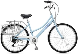 XYLUCKY  XYLUCKY Bicycle Adult Ladies Speed Ordinary Retro Lightweight Bicycle, 7 Speed 26 Inches Beach Cruiser Bicycle for Men and Women's, Blue