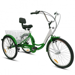 ZHIRCEKE Bike ZHIRCEKE Adult Tricycle Single Speed 7 Speed Three Wheel Bike Cruise Bike 24inch Seat Adjustable Trike with Bell, Brake System and Basket Cruiser Bicycles Size for Shopping, 4