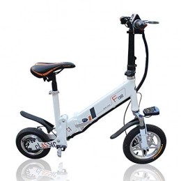 Generic Electric Bike 12inch electric bike Portable folding electric bicycle mini adult e bike powered motorcycles Two-disc brakes electric bicycle@white_France