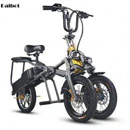 Generic Bike 14 Inch Three Wheel Electric Tricycle Electric Bicycles Adults Folding Electric Bike 36V 48V Max Range 70KM@36v 10ah