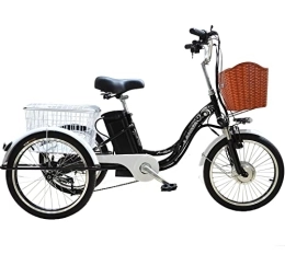 Generic Electric Bike 20 Inch Tricycle for Adults, Electric Tricycle 48V12AH Lithium Battery 3 Wheels with Rear Basket, Maximum Load 330 lbs (Black)