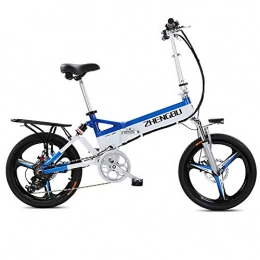 Generic Electric Bike 20inch electric bicycle 48V240W folding electric mountain bike hidden lithium battery in frame mini city ebike@White blue_Russian Federation