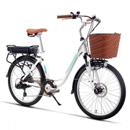 Electric oven Bike 24" Electric Bicycle for Adult, 250W Brushless Motor and 36V13AH Removable Lithium Battery Commuting Essentials 7- SPEED Men And Women Small City Electric Bicycle (Color : White)