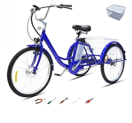 Generic Electric Bike 24'' Electric Trike Bike Adult tricycle lithium battery 36V12AH removable 3 Wheel Bikes for Seniors With enlarged rear basket Electricity / Assistance / Pedals Maximum load 350lb (2)