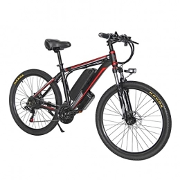 HMEI Bike 26" Electric Mountain Bike, 1000W MTB E- bike for Men Battery Electric City Bike Snow Hybrid Bicycle (Color : Red, Number of speeds : 21)