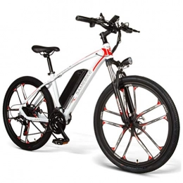 LOO LA Electric Bike 26'' Electric Mountain Bike, Front / rear double disc brake with Lithium-Ion Battery 48V 8AH 350W 2000wh, 21 Speed Gear And Three Working Modes Shipment from warehouses in Germany and Poland, White