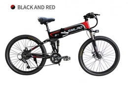 LOO LA Electric Bike 26'' Electric Mountain Bike, Removable Large Capacity Lithium-Ion Battery (48V 8AH 350W), 21 Speed Gear And Three Working Modes Mechanical disc brakes Folding Electric Bike MTB Dirtbike, Red