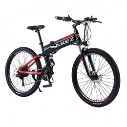 WRJY Bike 27.5 Inchs Adults Electric Bike 48V 9AH Folding Electric Mountain / Snow Bikes 500W DC Motor E-Bike with Shimano 21 Speeds and 3 Working Modes Red