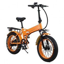 Electric oven Bike Adult Folding Electric Bike, 20 Inch fat tire 500W 48V 12.8AH Mountain Mobility Bicycle Max Speed 40KM / H (Color : Orange, Size : 48V 12.8AH)
