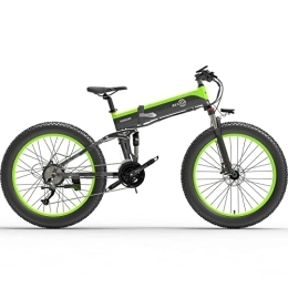 Bezior Bike Bezior Fat Tire Electric Bike X1500, 48V 12.8AH 26" Electric Mountain Bike Dirt Ebike for Adults 9-Speed 3 Riding Modes, Green