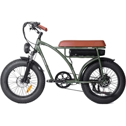 Bezior Bike Bezior Fat Tire Electric Bike XF001 Retro Bike 20"x4" Electric Mountain Bike Dirt Ebike for Adults 7-Speed 3 Riding Modes, Green