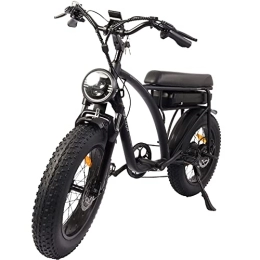 Bezior Bike Bezior Fat Tire Electric Bike XF001 Retro Bike 48V 20"x4" Electric Mountain Bike Dirt Ebike for Adults 7-Speed 3 Riding Modes, Black