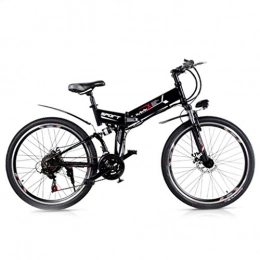 BNMZXNN Bike BNMZXNN Folding electric mountain bike, unisex double suspension mountain bike, 26 inch overall wheel 21 speed commuter city folding bike, Black retro wheel-350W