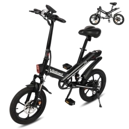 Bodywel  Bodywel T16 Folding Electric Bike, 16" Portable E-bike, City EBike with Smart LED Display, Electric Bicycle with 36V / 10.4Ah Battery, Dual Disc Brakes & Front Suspension, Unisex Adult (Black)