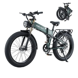 BURCHDA  BURCHDA Electric Bikes, R5pro Folding Electric Mountain Bike, 26"*4" Fat Tire Electric Mountain Bike 48V 16Ah Removable Battery, LCD Display, Shimano 8 Speed（Green）