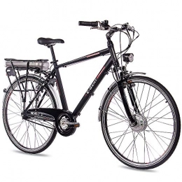CHRISSON Bike CHRISSON 28 Inch E-Bike Trekking and City Bike for Men E-Gent Black with 7 Speed Shimano Nexus Hub Gears Pedelec Men's with Bafang Front Wheel Motor 250 W, 36 V