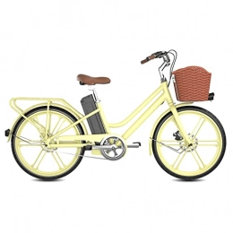 Electric oven Bike City Electric Bike for Adults Women 24 Inch Electric Bicycle with 36V10A Lithium Battery Ultralight Aluminum Alloy Swan City Electric Bike Max Load 330lbs (Color : Yellow)