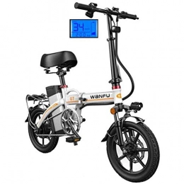CXY-JOEL Electric Bike CXY-JOEL Electric Bikes 14 inch Wheels Aluminum Alloy Frame Portable Folding Electric Bicycle Safety for Adult with Removable 48V Lithium-Ion Battery Powerful Brushless Motor, 45To70Km White