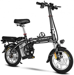 CXY-JOEL Electric Bike CXY-JOEL Folding Electric Bike Portable and Easy to Store in Caravan Motor Home Short Charge with Removable Lithium-Ion Battery and 240W Brushless Silent Motor E-Bike for Adult, Black-125To250Km, Black
