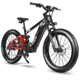 Cyrusher Electric Bike Cyrusher 26" Electric Bike For Adults, Ranger Mountain bike, 250W 52V 20Ah Long Range, 6061 Aluminum frame, Dual Shock Absorber, 4" Fat Tire, (Black)