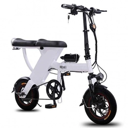 Dpliu-HW Bike Dpliu-HW Electric Bike Electric Bicycle Lithium Battery Foldable Male and Female Adult Small Travel Light Portable Mini Battery Electric Vehicle 48V (Color : White, Size : 35km)