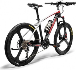 RDJM Electric Bike Ebikes, 26'' Electric Bike Carbon Fiber Frame 300W Mountain Bikes Torque Sensor System Oil And Gas Lockable Suspension Fork City Adult Bicycle E-bike (Color : Black Red)