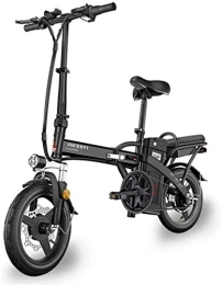 RDJM Bike Ebikes, Adult Electric Bike Removable 48V Waterproof And Dustproof Lithium Battery 14-inch 400W Brushless Motor Urban / Commuter (Color : Black, Size : Range of 50 km)