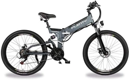 RDJM Bike Ebikes, Adult Folding Electric Bicycles Aluminium 26inch Ebike 48V 350W 10AH Lithium Battery Dual Disc Brakes Three Riding Modes with LED Bike Light (Color : Grey, Size : 12.8AH614WH)