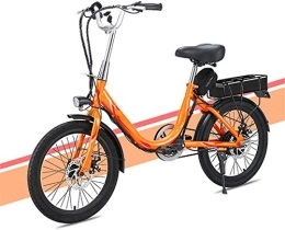 RDJM Bike Ebikes, Adult Lady Electric Bike, 7 Speed 20 Inch Mini Electric Bike 48V 8 / 10Ah Battery Commute Ebike with Rear Seat Dual Disc Brakes (Color : Orange, Size : 10A)