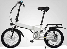 RDJM Bike Ebikes, Adults Folding Electric Bike, 300W 18 Inch Commute Ebike with Remote Control System And Rear Seat 48V Removable Battery Rear Disc Brake Unisex (Color : White, Size : 9AH)
