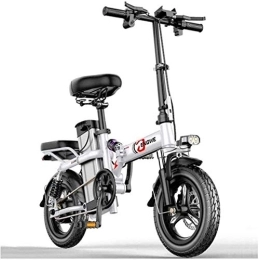 RDJM Bike Ebikes, Electric Bicycle Electric Bicycles 14 Inches Portable Folding High Speed Brushless Motor Three Riding Modes with Removable 48V Lithium-Ion Battery Front LED Light for Adult